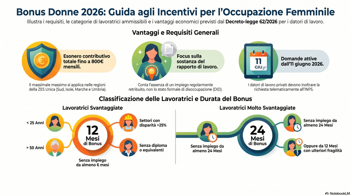  Bonus Donne 2026: chi sono le lavoratrici svantaggiate e molto svantaggiate