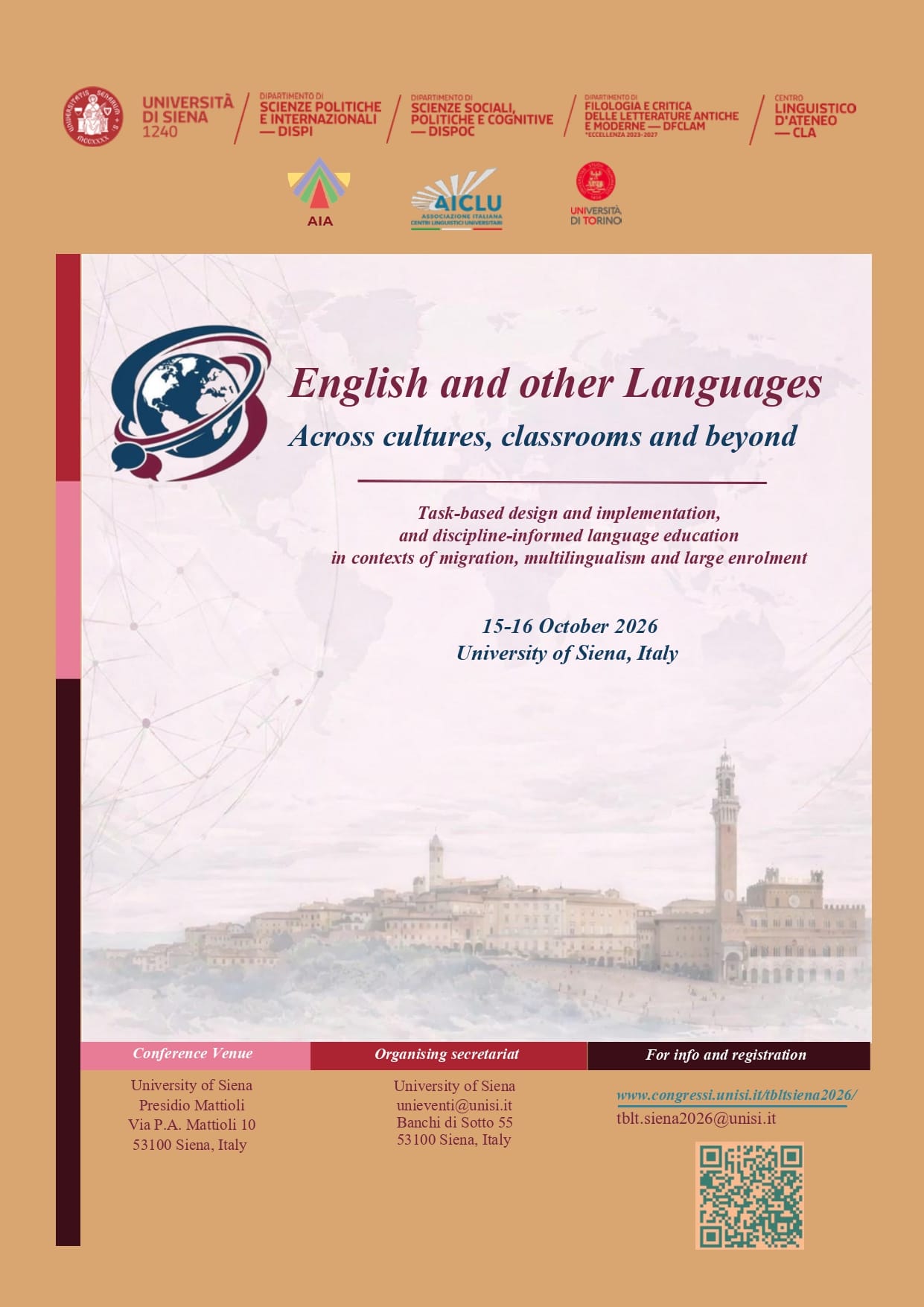 Locandina del convegno sull’apprendimento linguistico a Siena