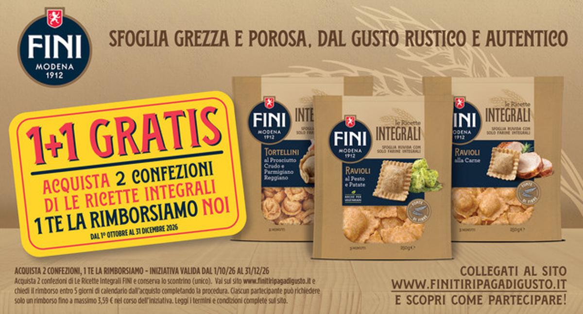 Immagine del comunicato: Fini Pasta Fresca, cashback e concorso per l’autunno-inverno 2026